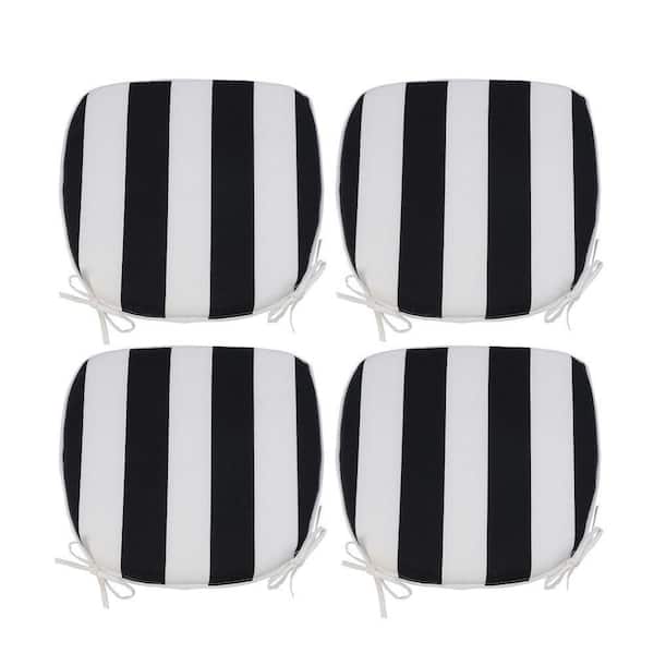 Amucolo 17.32 in. W x 2 in. H 4-Pieces Black White Outdoor Lounge Chair Cushions Seat Cushions with Straps