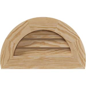 41'' x 23'' Half Round Unfinished Smooth Pine Wood Paintable Gable Louver Vent Non-Functional