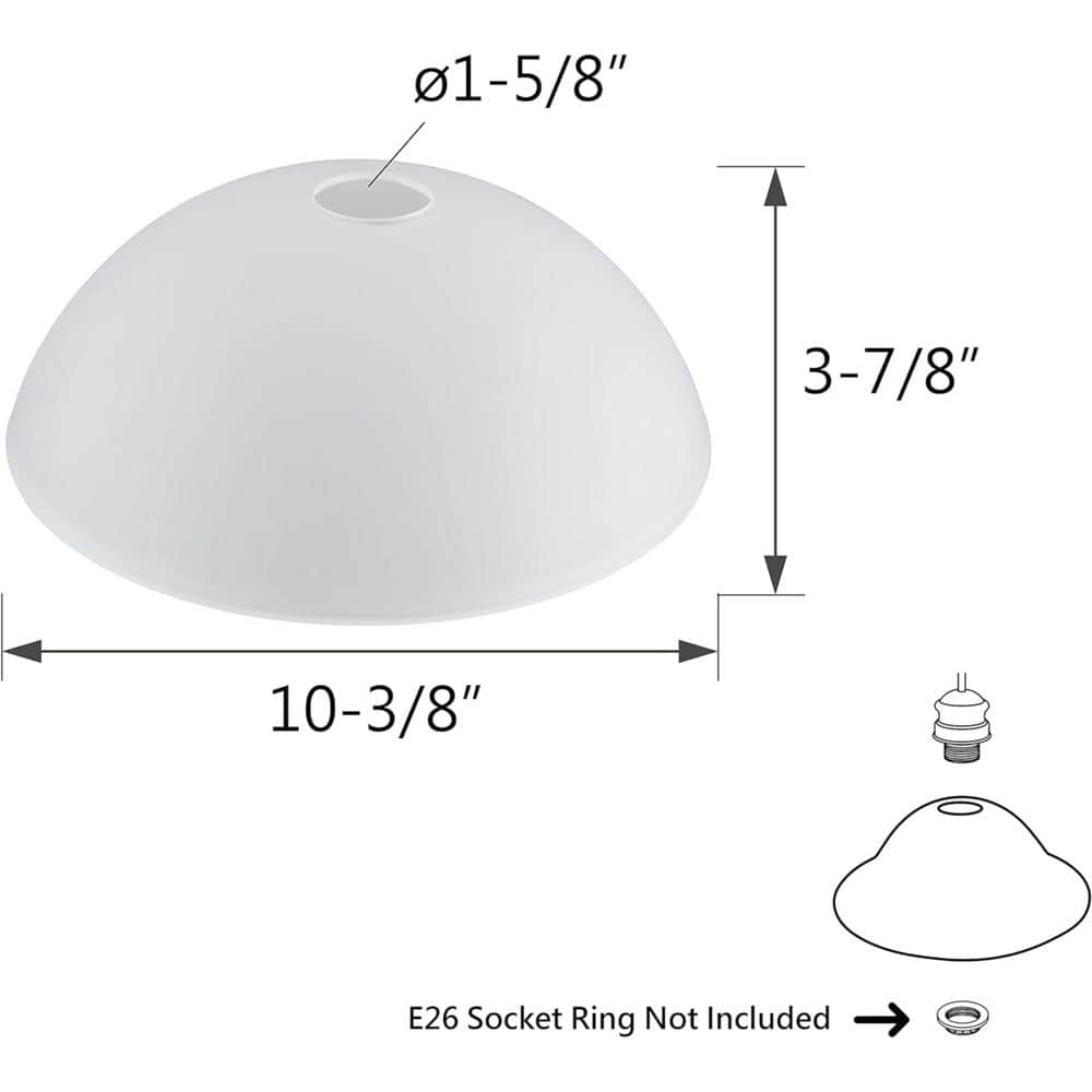 White Frosted Glass Dome Pendant Shade, 10-3/8" Diameter