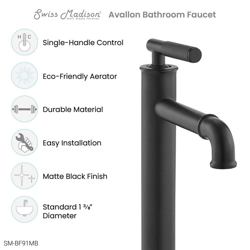 Avallon High Arc Single-Handle Bathroom Faucet in Matte Black