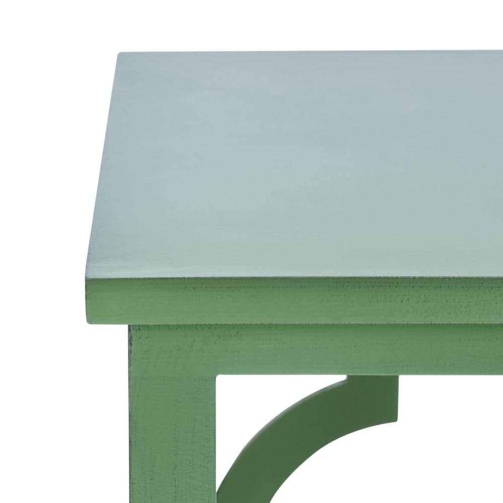 Milo Green Metal and Wood Quatrefoil End Table 26"