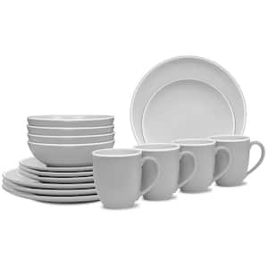 Colotrio Slate 16-Piece (Gray) Porcelain Coupe Dinnerware Set, Service for 4