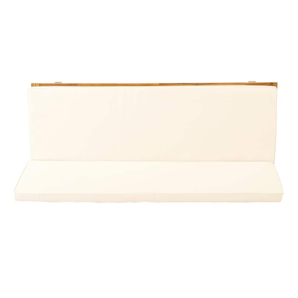 Teak and Beige Convertible Outdoor Daybed with Water-Resistant Cushions