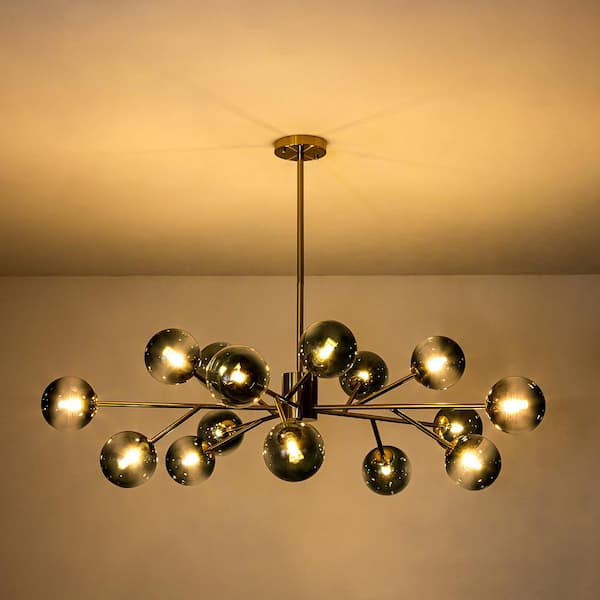 Rennnsan Julian 15-Light Brushed Gold Modern Glass Globe Bubble