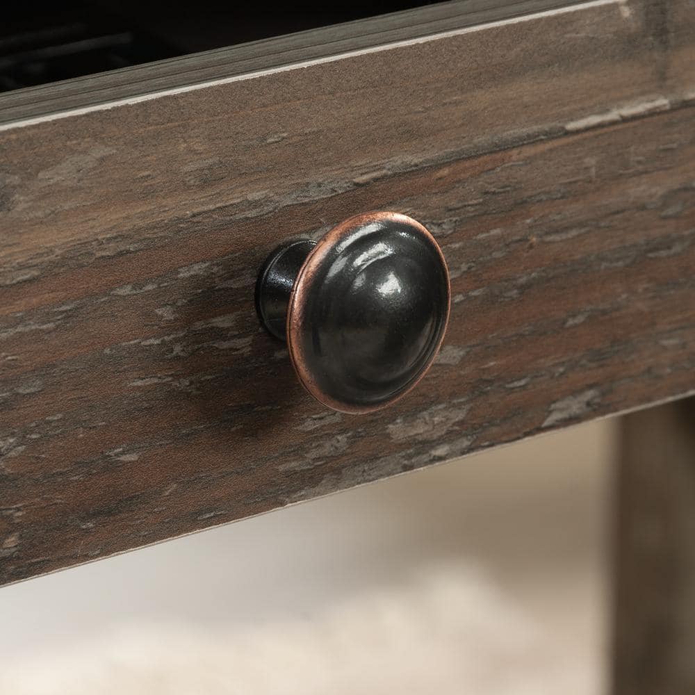 Pebble Pine L-Shaped Computer Desk with Storage and Keyboard Tray