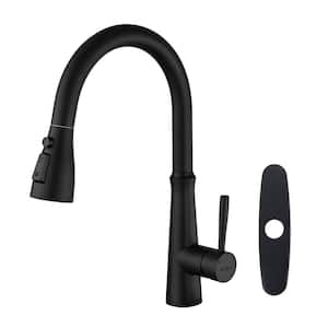 Single Handle High Arc Pull Down Sprayer Kitchen Faucet in Matte Black