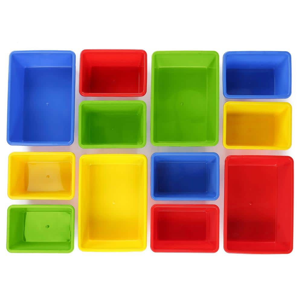 White and Primary Kids' Toy Storage Organizer with 12 Plastic Bins