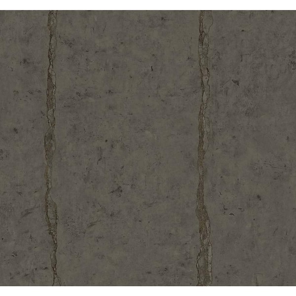 60.75 sq. ft. Metallic Espresso Concrete Cracks Paper Unpasted Wallpaper Roll