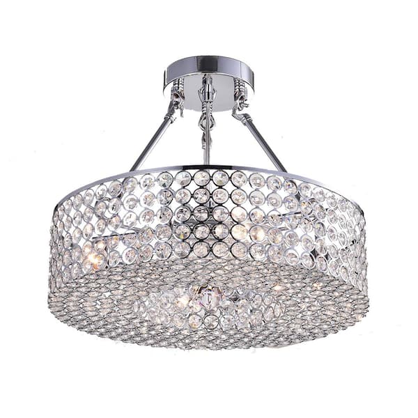 Warehouse of Tiffany Olenec 3-Light Chrome Semi-Flush Mount