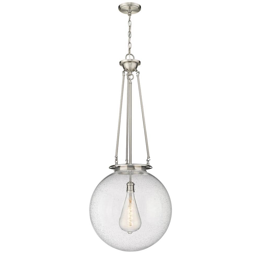 Beacon 100-Watt 1-Light Satin Nickel Shaded Mini Pendant Light with Seeded Glass Shade price history on PriceWatchPro