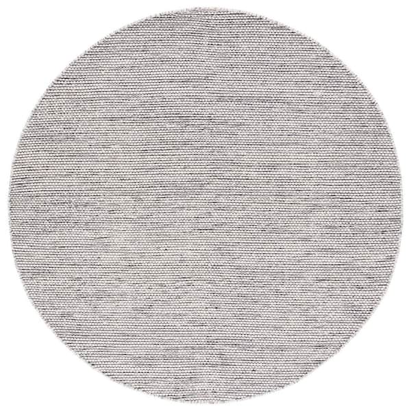 Natura 6 ft. x 6 ft. Black/Ivory Border Two-Toned Round Area Rug