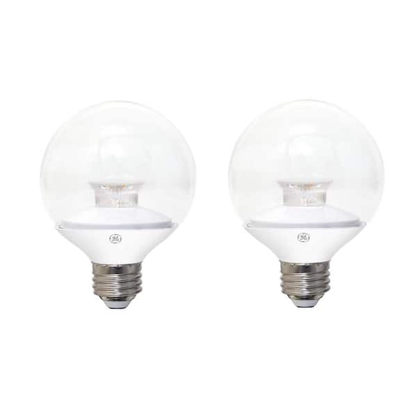 GE 60W Equivalent Soft White (2700K) High Definition G25 Globe Clear Dimmable LED Light Bulb (2-Pack)