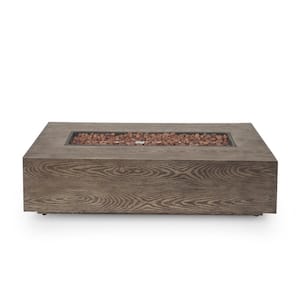 Wood 56 in. x 26 in.Rectangle Outdoor Propane Gas Fire Pit Table with 50000 BTU for Patio