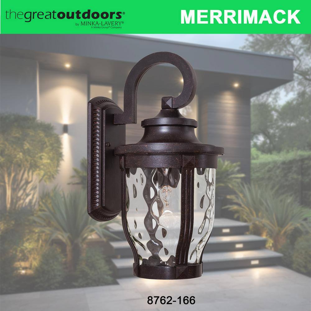 Merrimack Bronze Outdoor Wall Lantern with Clear Hammered Glass