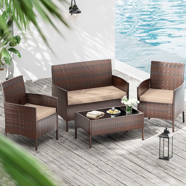 36 in. x 18 in. (3-Piece) Outdoor Patio Replacement Seat Cushions Fit for Loveseat Sofa Lounge Chair Furniture Sand