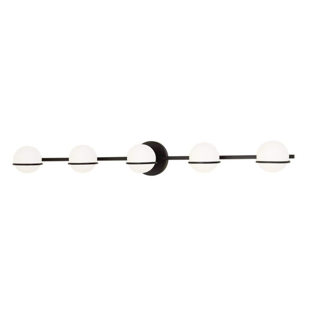 Matte Black 5-Light Dimmable Bath Bar Fixture