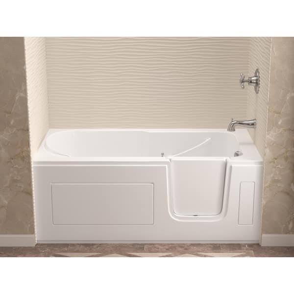 Universal Collection 30 in. L x 59 in. W Right Side Drain Soaker Bathtub in White with Easy Step Wide Swing Door