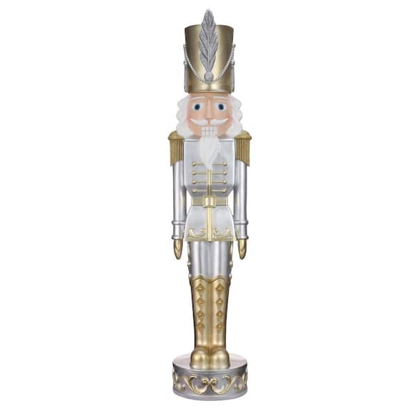 48 in. Gold and Silver Resin Christmas Nutcracker