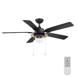 Hanahan 52 in. LED Textured Black Ceiling Fan with Light Kit Works with Google Assistant and Alexa