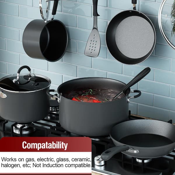 Cook N Home 12 Piece Nonstick Hard Anodized Cookware Set, Black