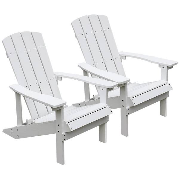 ANGELES HOME Patio Plastic Weather Resistant Adirondack Chair in White (2-Pack)