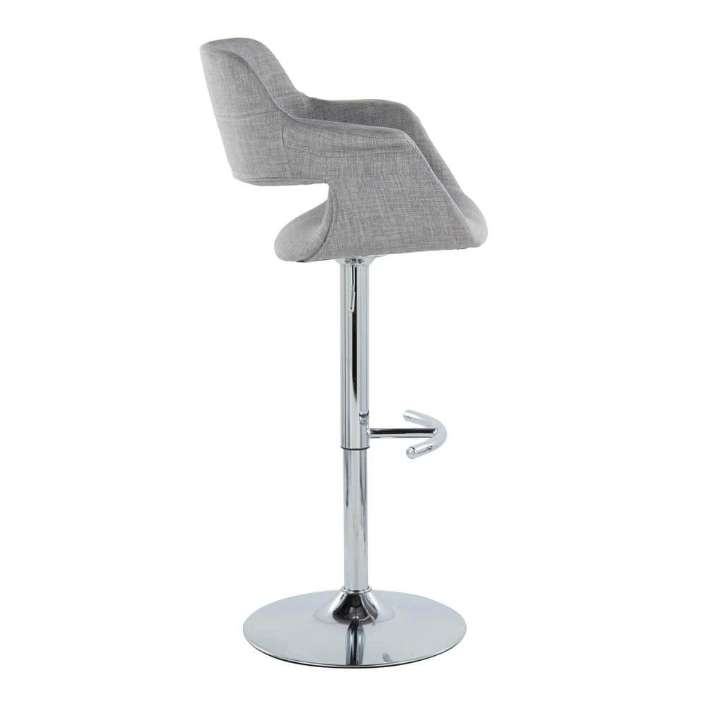 Retro Chic Chrome and Light Grey Adjustable Swivel Barstool Set
