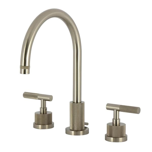 Convergent Deck Mount 2-Handle 8 in. Widespread Bathroom Sink Faucet with Pop-Up Drain in Brushed Nickel