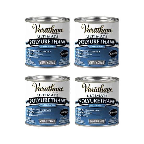 Varathane 8 oz. Clear Satin Water-Based Interior Polyurethane (4-Pack)