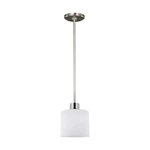 Canfield 1-Light Brushed Nickel Mini Pendant with LED Bulb