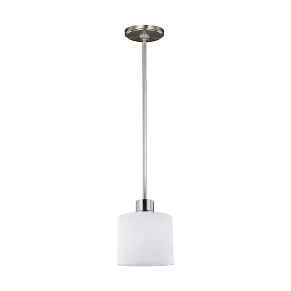 Generation Lighting Canfield 1-Light Brushed Nickel Mini Pendant with LED Bulb