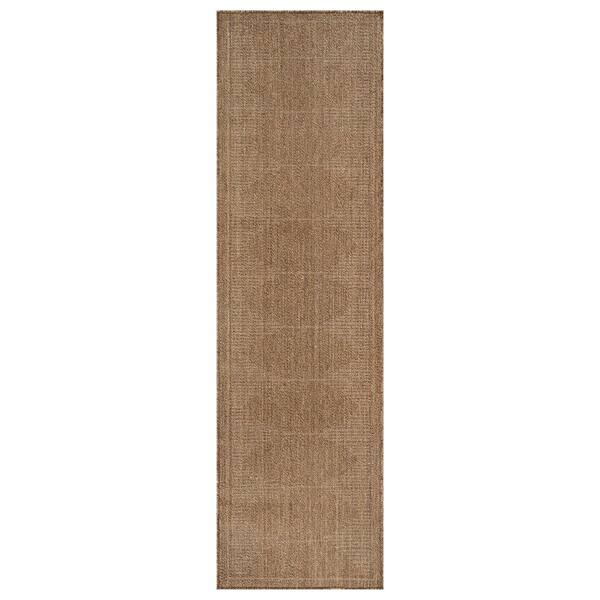 Geometric Sand/Natural Easy-Care Jute-Style Indoor/Outdoor Flat Woven 2 ft. 3 in. x 8 ft. Sand Area Rug