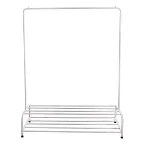 White Metal Clothes Rack with Shelves 17.72 in. W x 59.92 in. H