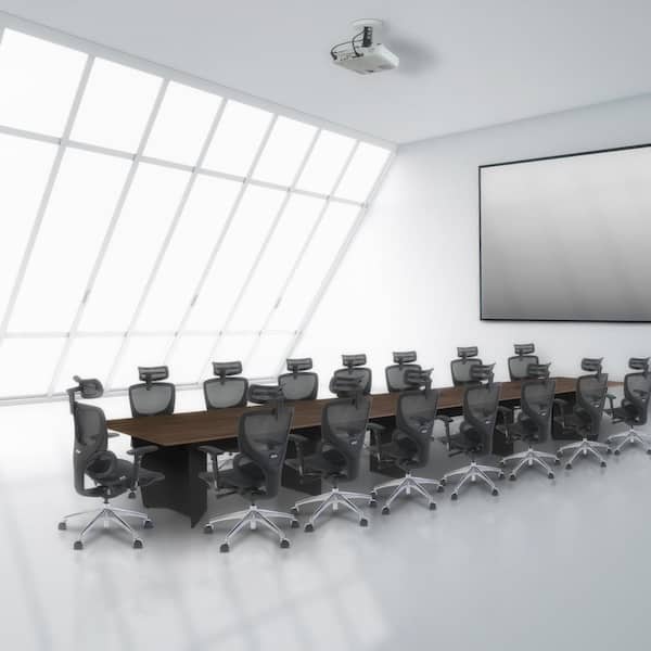 Array 240 in. Neo Walnut Conference Table with Power Data Grommet Desk-Black
