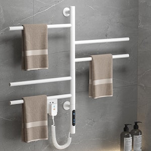 MOC 5-Bars Electric Plug-in Towel Warmer in White Single Rotatable Towel Bar
