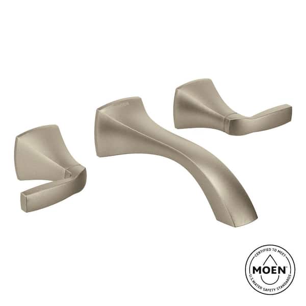 Voss Wall Mount 2-Handle Low-Arc Lavatory Faucet Trim Kit in Brushed Nickel (Valve Not Included)