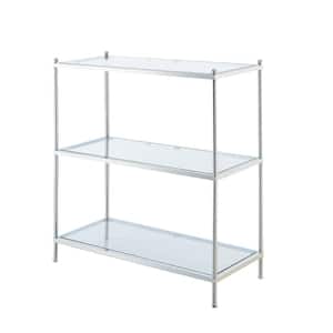 Royal Crest 30.25 in. H Chrome Glass 3-Shelf Accent Bookcase