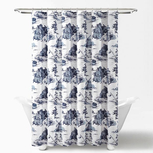 Lush Decor 72 In X French, Toile Shower Curtains Black White