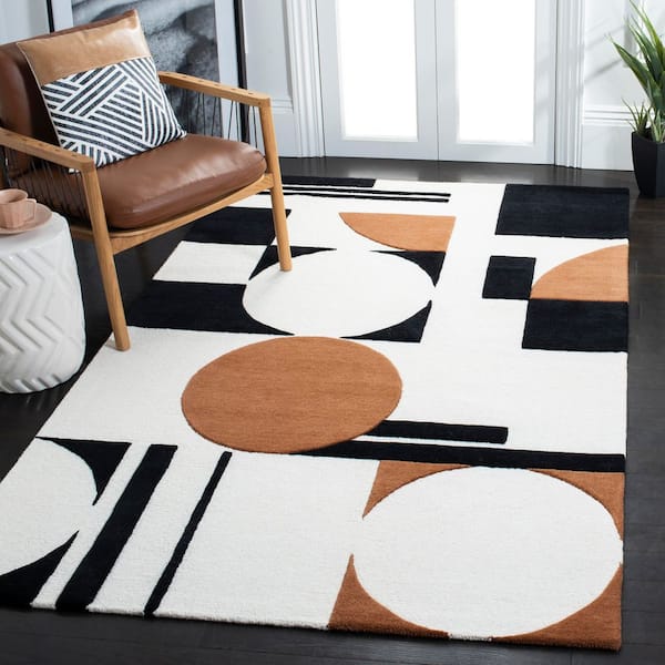 Rodeo Drive 4 ft. x 4 ft. Square Ivory/Black Geometric Abstract Area Rug