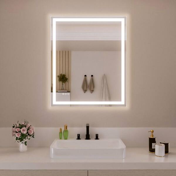 Nivorix Vero 30 in. W x 36 in. H Rectangular Frameless LED Wall Bathroom Vanity Mirror with Sleek Silver Finish