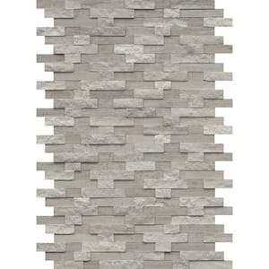 Feature Silver 12.01 in. x 17.99 in. Splitface Marble Mosaic Tile (1.5 sq. ft./Each, Sold in Case of 5 Pieces)
