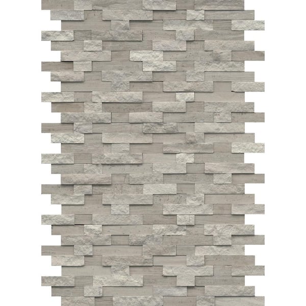 EMSER TILE Feature Silver 12.01 in. x 17.99 in. Splitface Marble Mosaic Tile (1.5 sq. ft./Each, Sold in Case of 5 Pieces)
