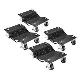 Diamond Texture Wheel Dollies - Powder Coated Solid Steel Tire Skates with 3 in. Swivel Casters (Set of 4)