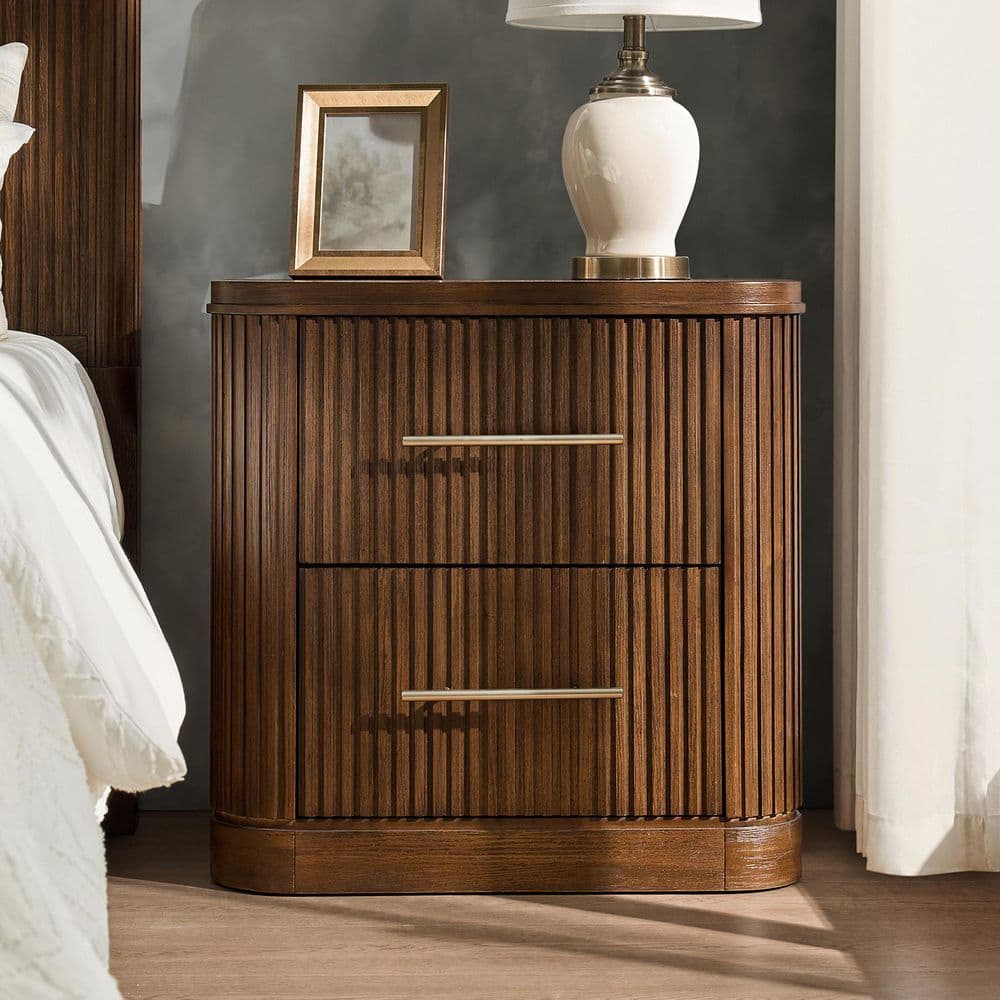JAYDEN CREATION Emiliana Walnut 2-Drawer 26.25 in. W