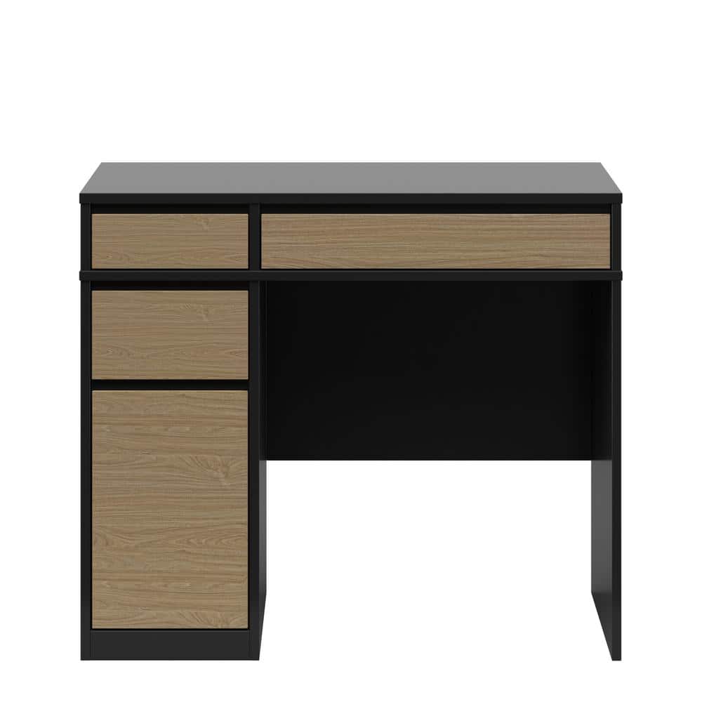Have a question about Twin Star Home 36 in. Rectangular Black and Brown Wood 4Drawer Computer