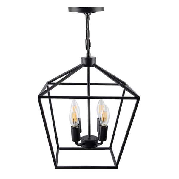 1-Pack 16-Watts Integrated 4-Light Pendant, Modern Black Pendant Light for Kitchen Island Hallway Entryway