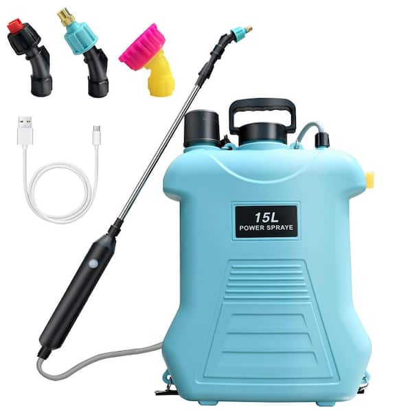 Battery Powered Backpack Sprayer 4 Gal., Electric Garden Pump Sprayer W/ Telescopic Wand, 3-Nozzles, Battery, Charger
