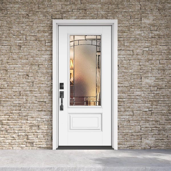 Performance Door System 36 in. x 80 in. 3/4-Lite Right-Hand Inswing Element White Smooth Fiberglass Prehung Front Door