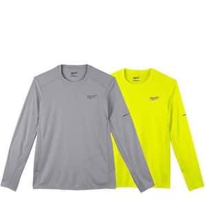 Men's X-Large Gray and High Visibility WORKSKIN Light Weight Performance Long Sleeve T-Shirt (2-Pack)