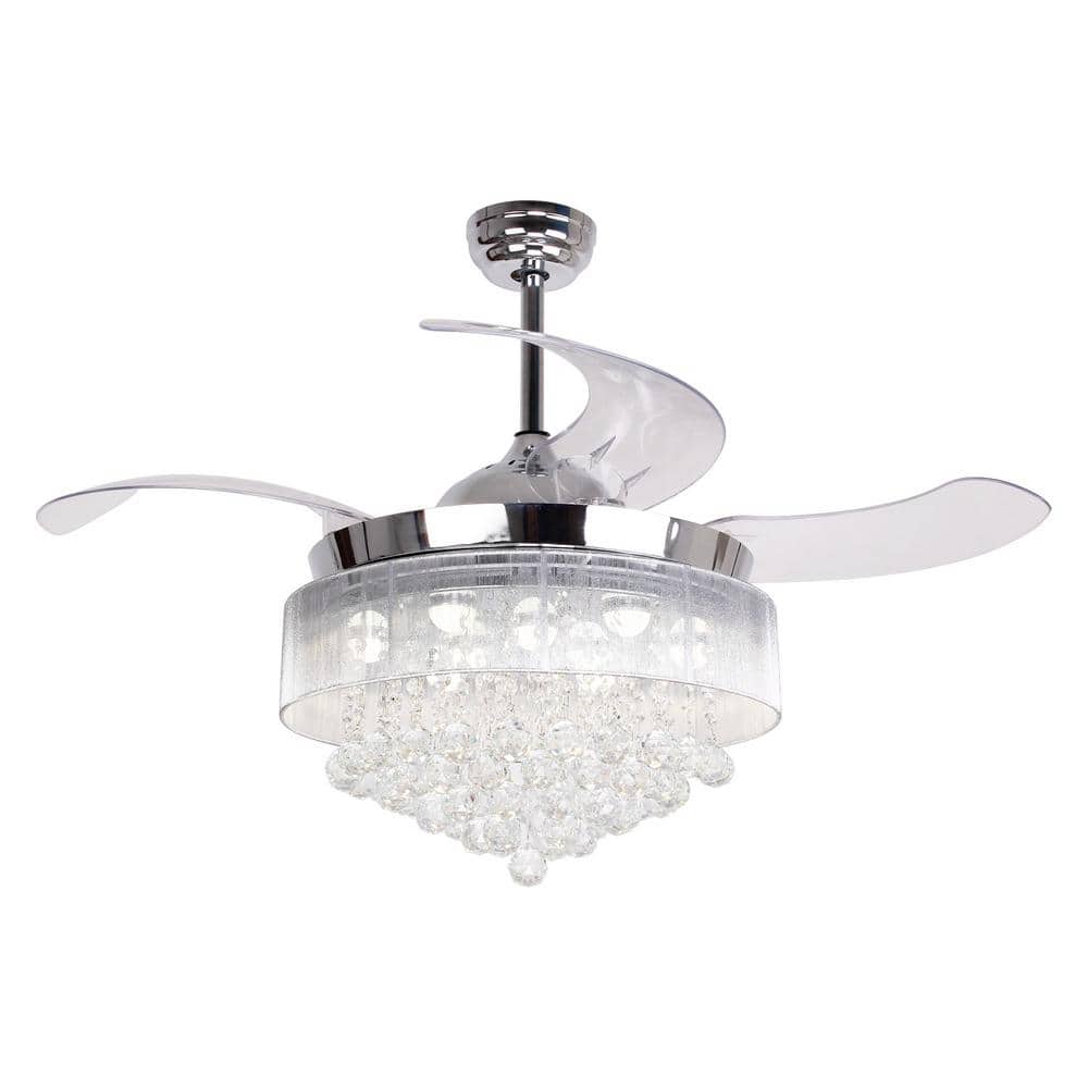 Parrot Uncle Broxburne 46 in. LED Indoor Chrome Retractable Ceiling Fan with Light and Remote Control F4601110V Sansujyuku sansujyuku.com