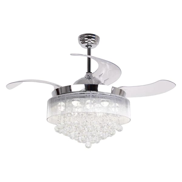 Parrot Uncle Broxburne 46 in. LED Indoor Chrome Retractable Ceiling Fan with Light and Remote Control